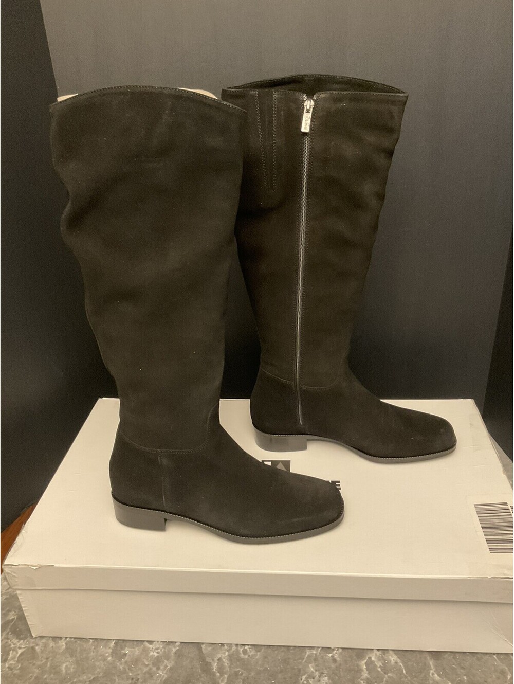 New! Womens LA Canadienne Shane Waterproof Black Suede Knee High Zip Boots. 7.5M